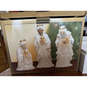 New Bon Ton Jade Porcelain Nativity Set Gold Accent 3 Wise Men With Gifts